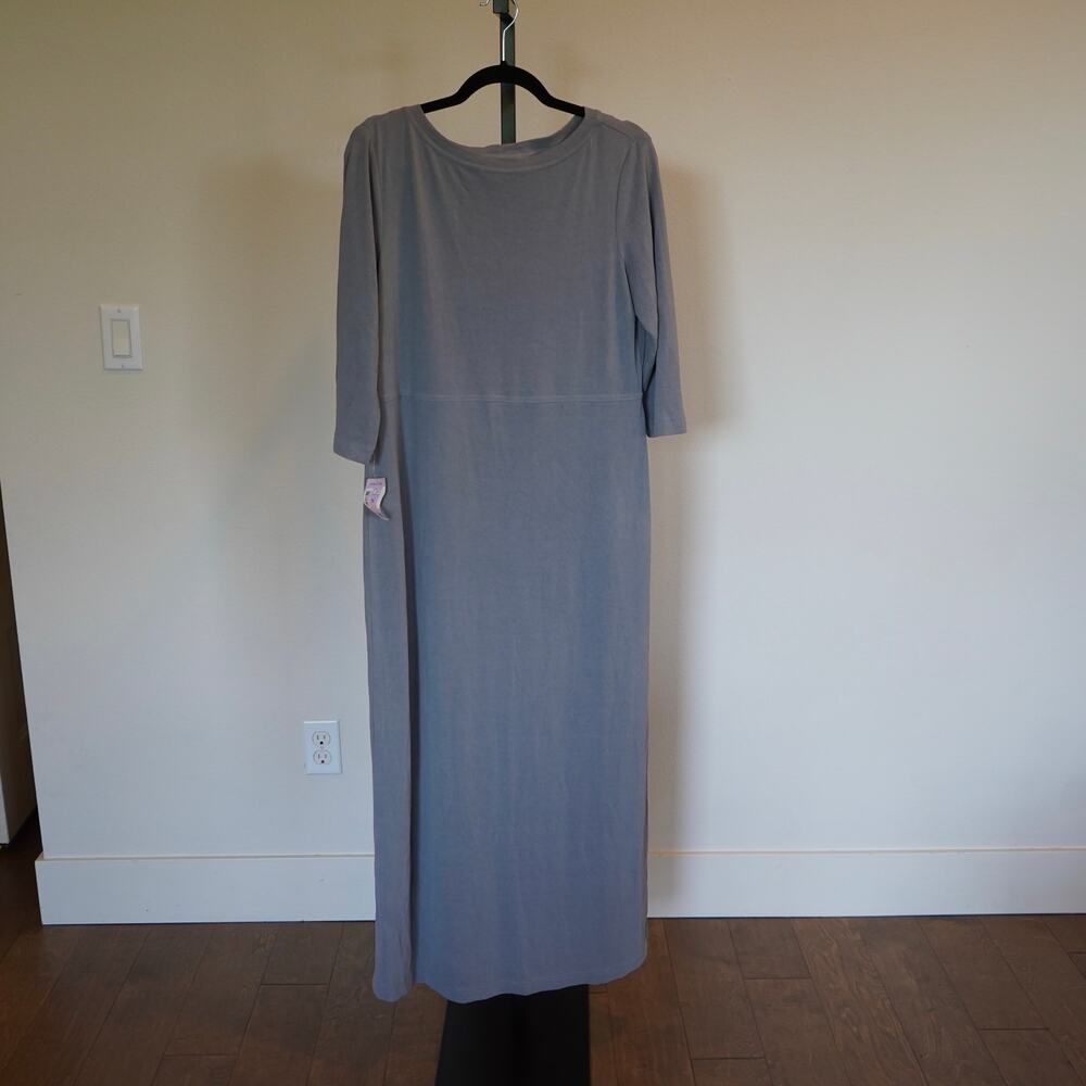 NEW Carol Anderson 3/4 Sleeve Pullover Midi Dress Gray Womens Size Large